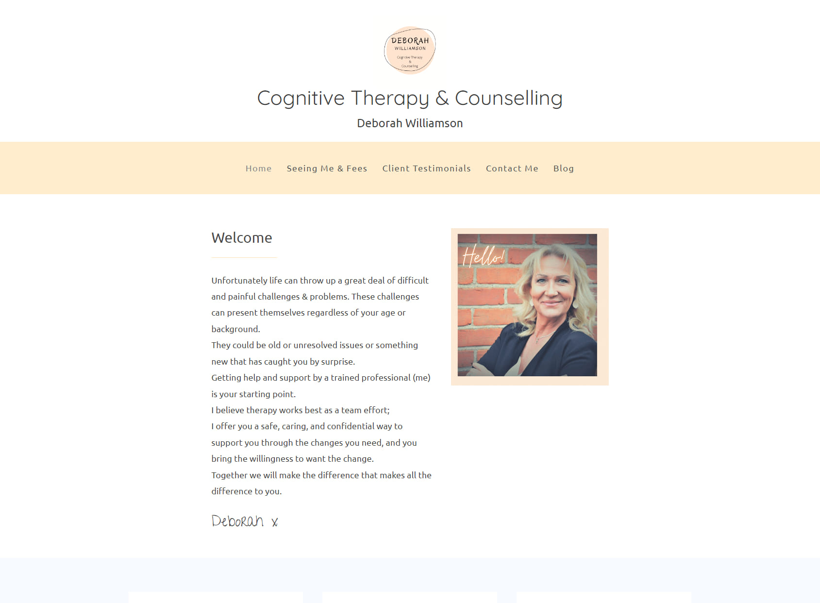 Cognitive Therapy and Counselling - Deborah Williamson