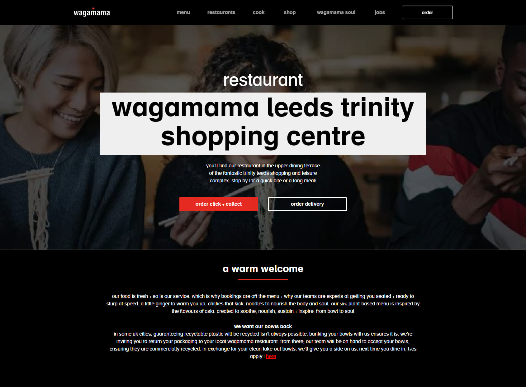 wagamama leeds trinity shopping centre