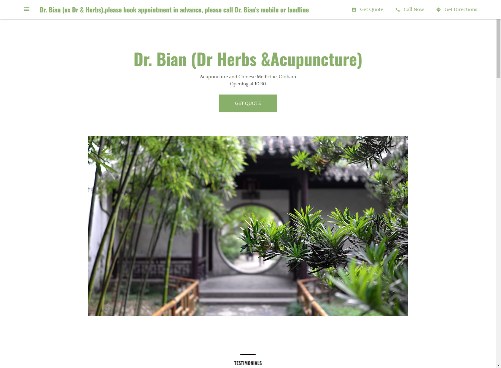 Dr. Bian (ex Dr & Herbs),please book appointment in advance, please call Dr. Bian’s mobile or landline