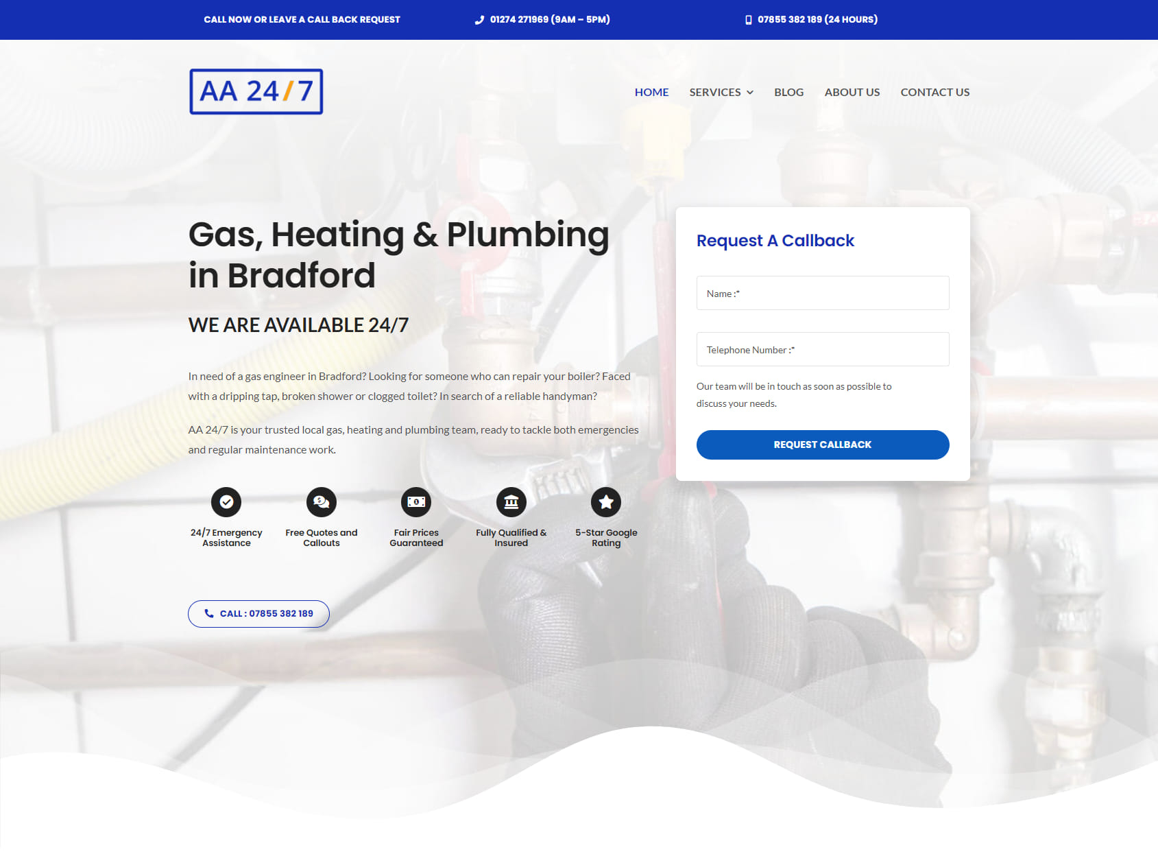 AA 24/7 Gas Heating & Plumbing Gas Engineer Boiler Repair Bradford Shipley