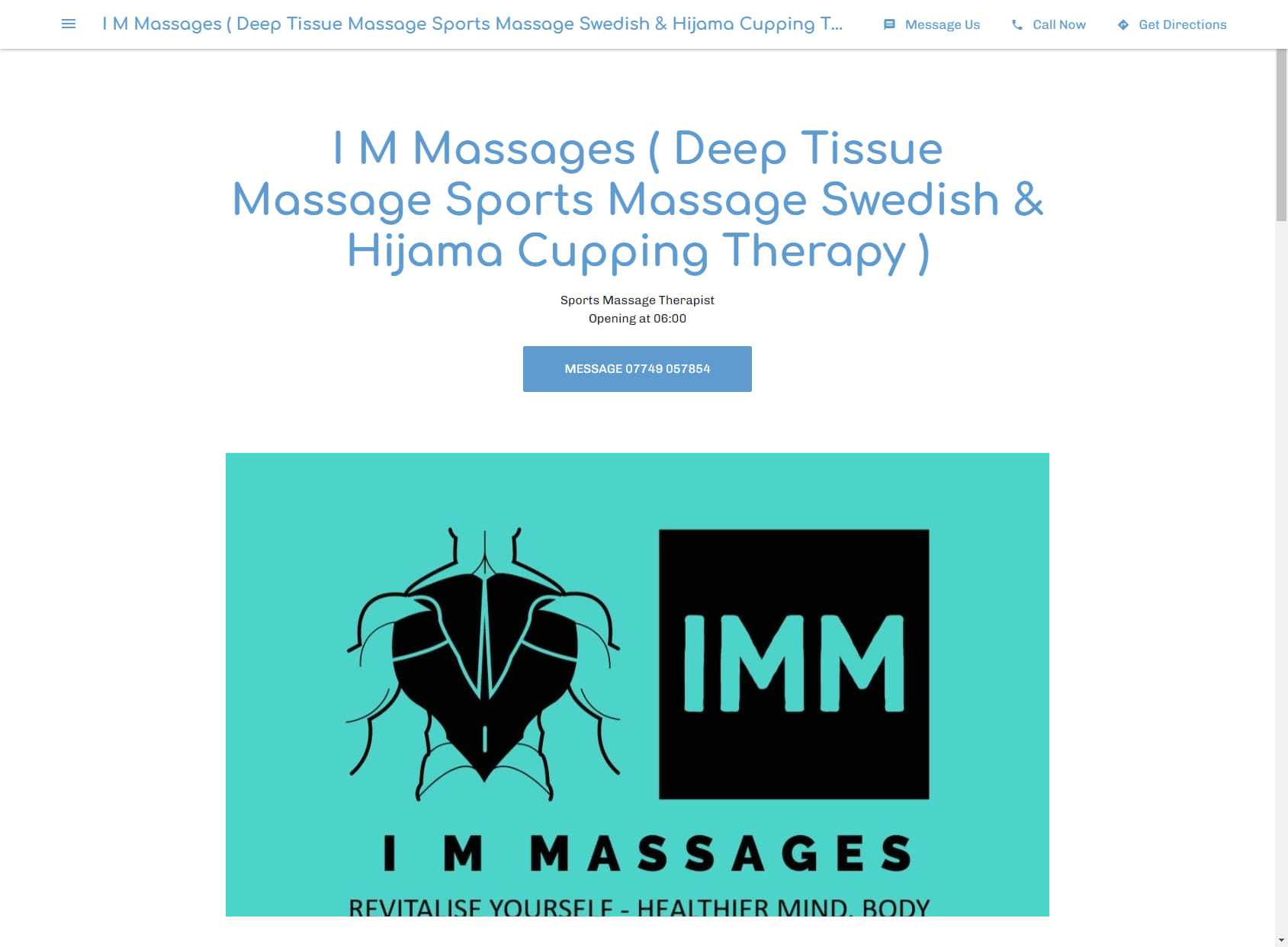 I M Massages (Deep Tissue Massage, Sports Massage, Swedish & Hijama Cupping Therapy)