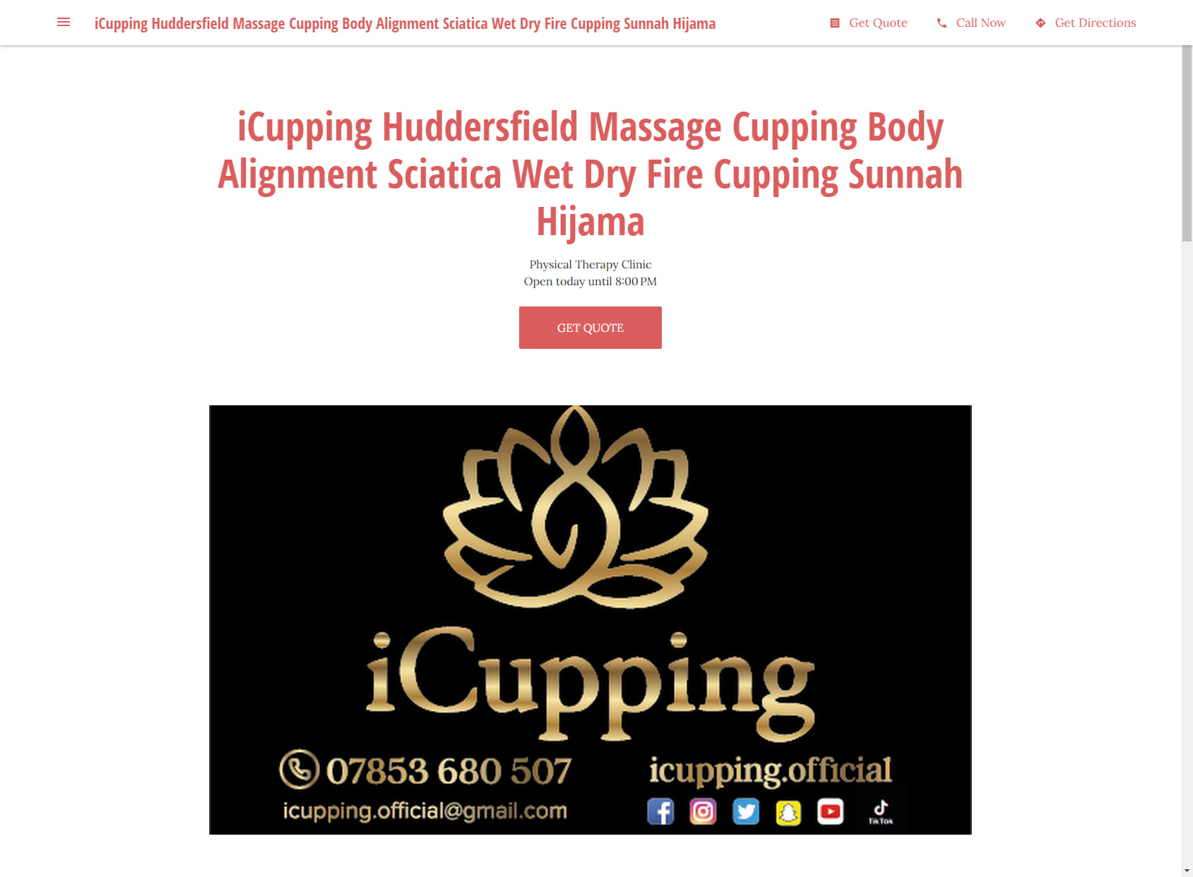 iCupping Huddersfield Massage Cupping Body Alignment Sciatica Wet Dry Fire Cupping Sunnah Hijama