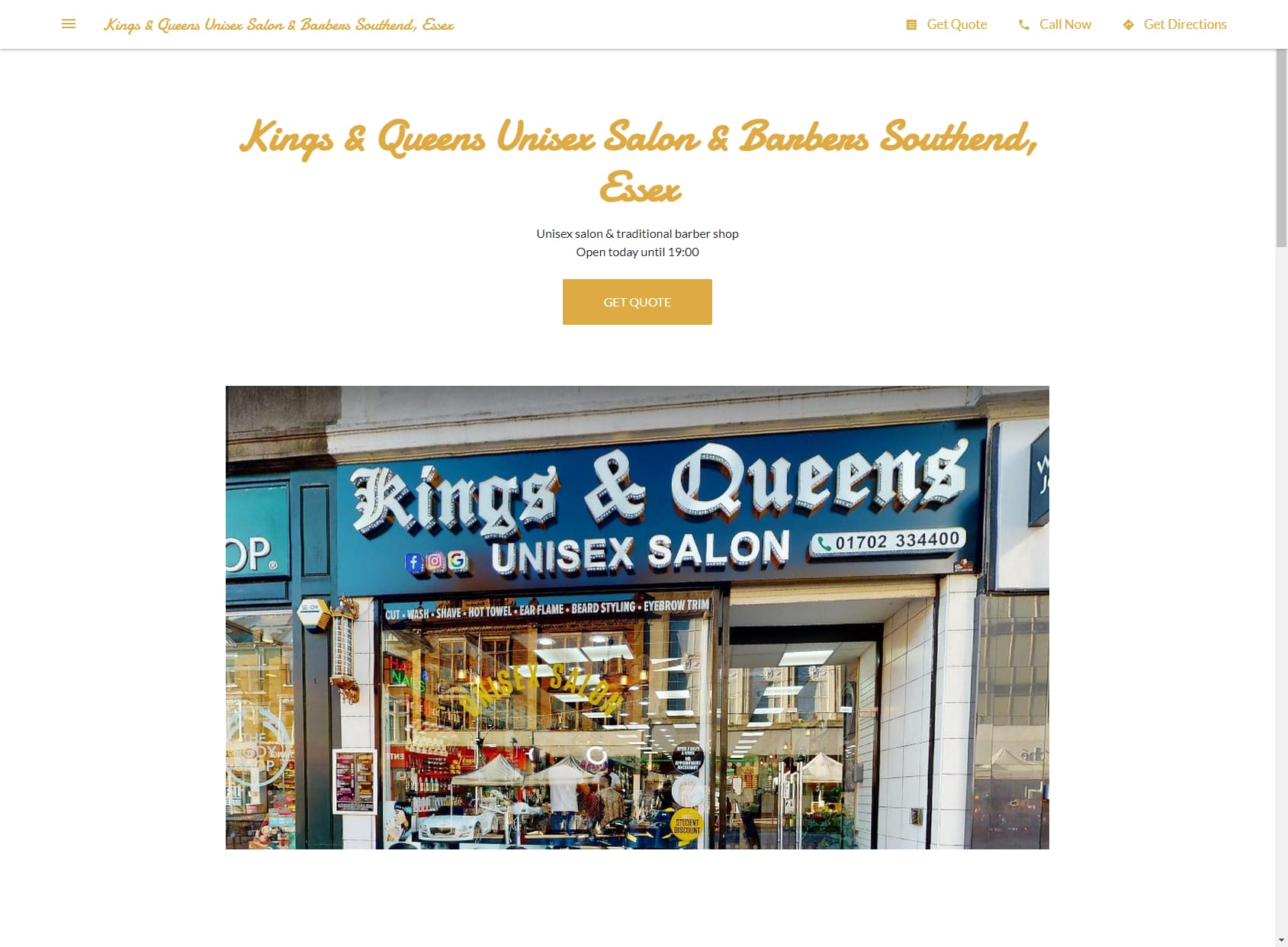 Kings & Queens Unisex Salon & Barbers Southend, Essex