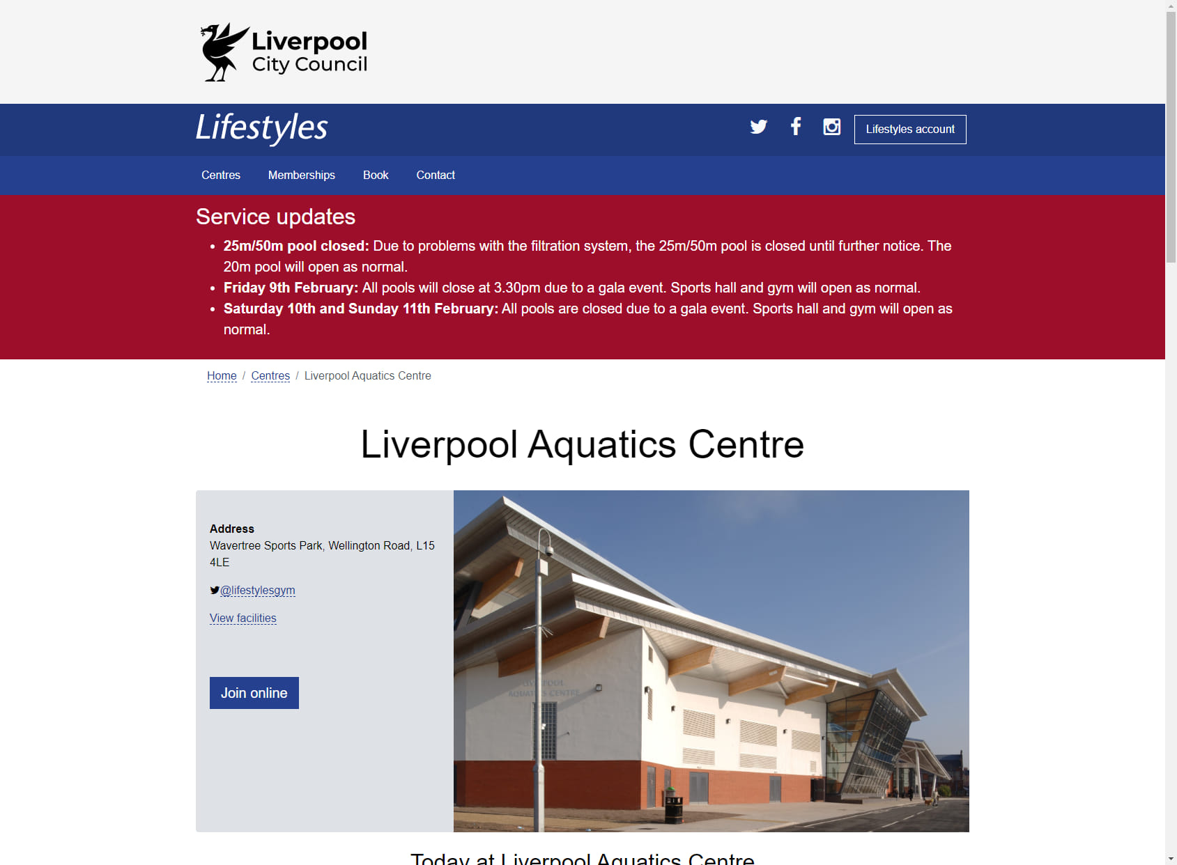 Liverpool Aquatics Centre Lifestyle