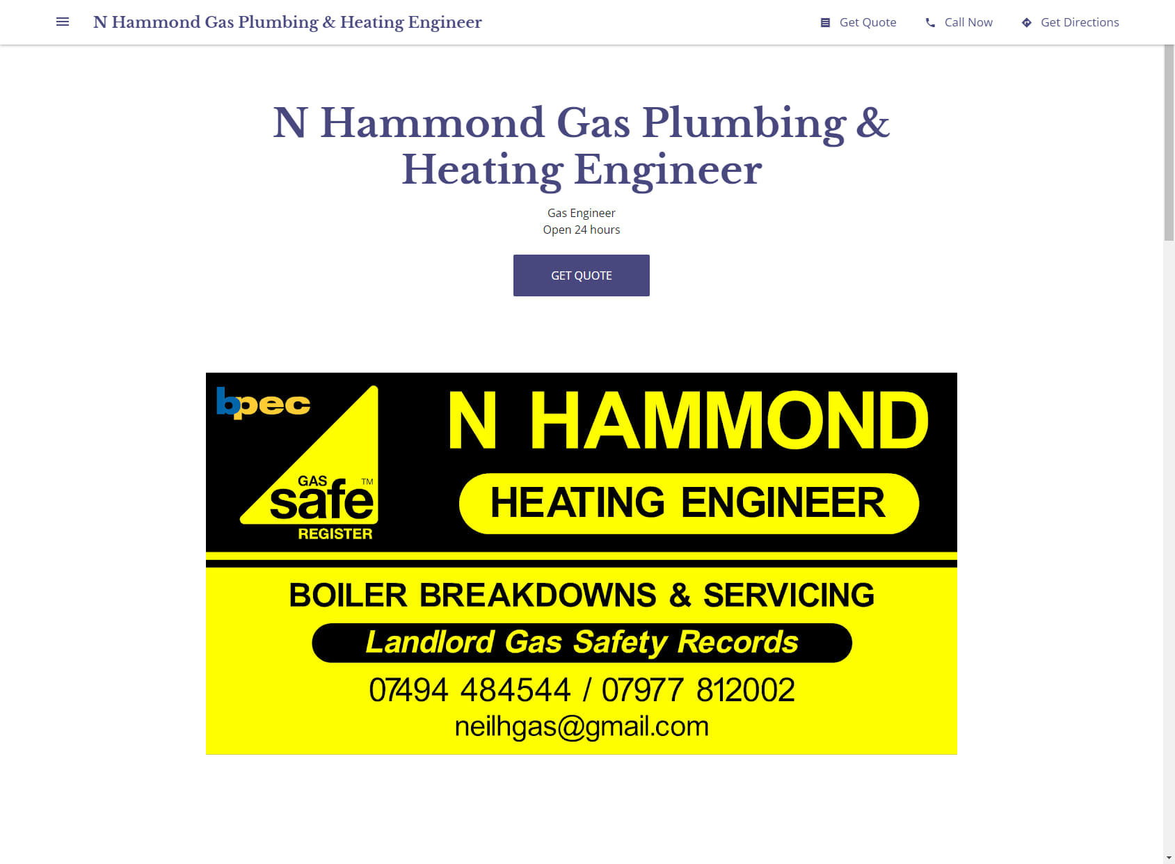 N Hammond Gas Plumbing & Heating Engineer