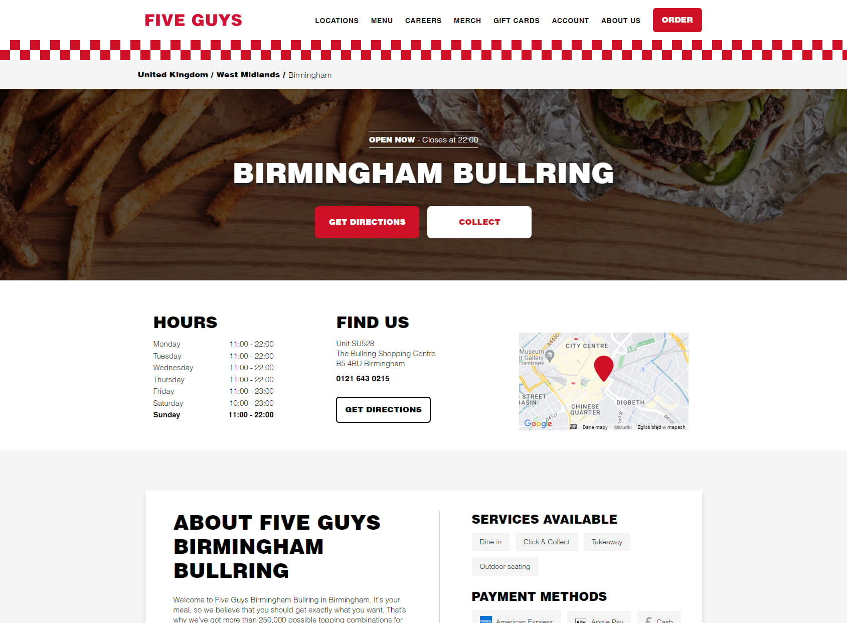 Five Guys Birmingham Bullring