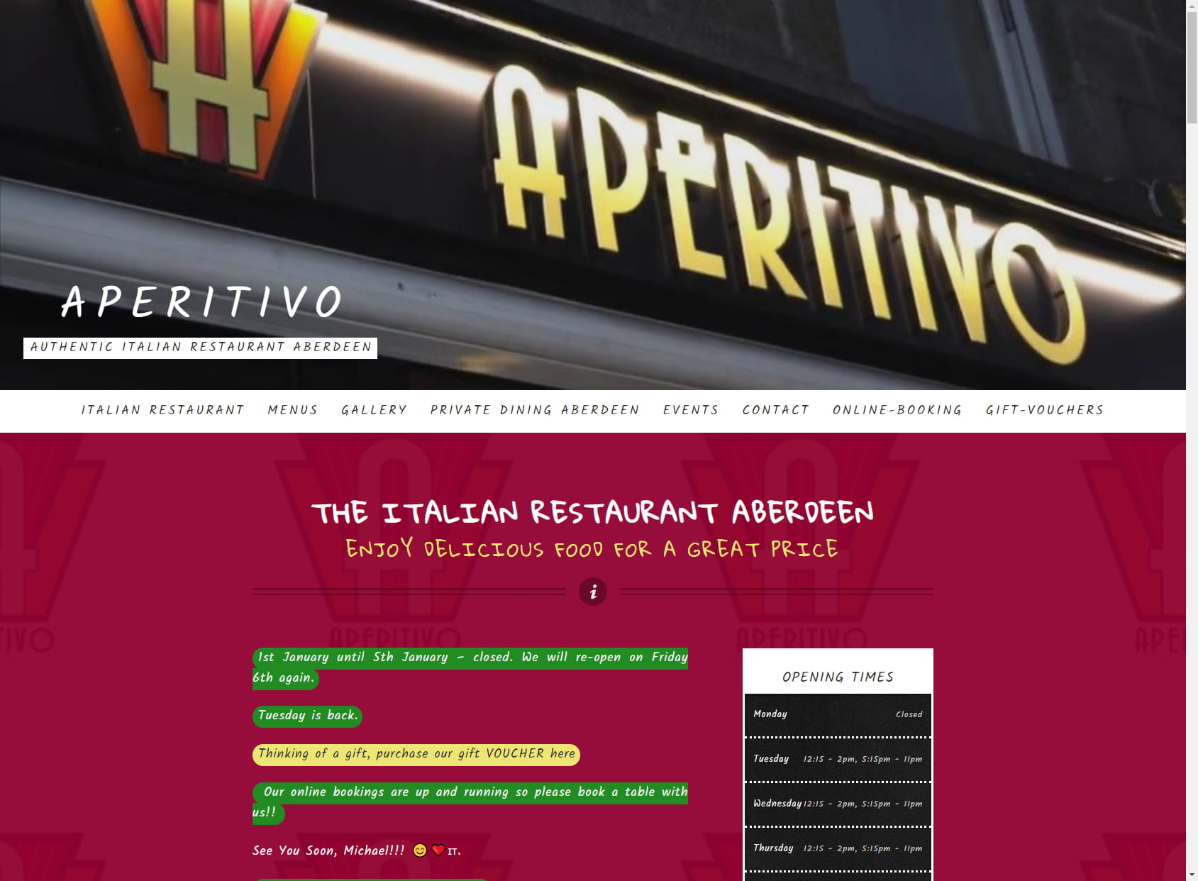 Aperitivo Italian Restaurant Aberdeen