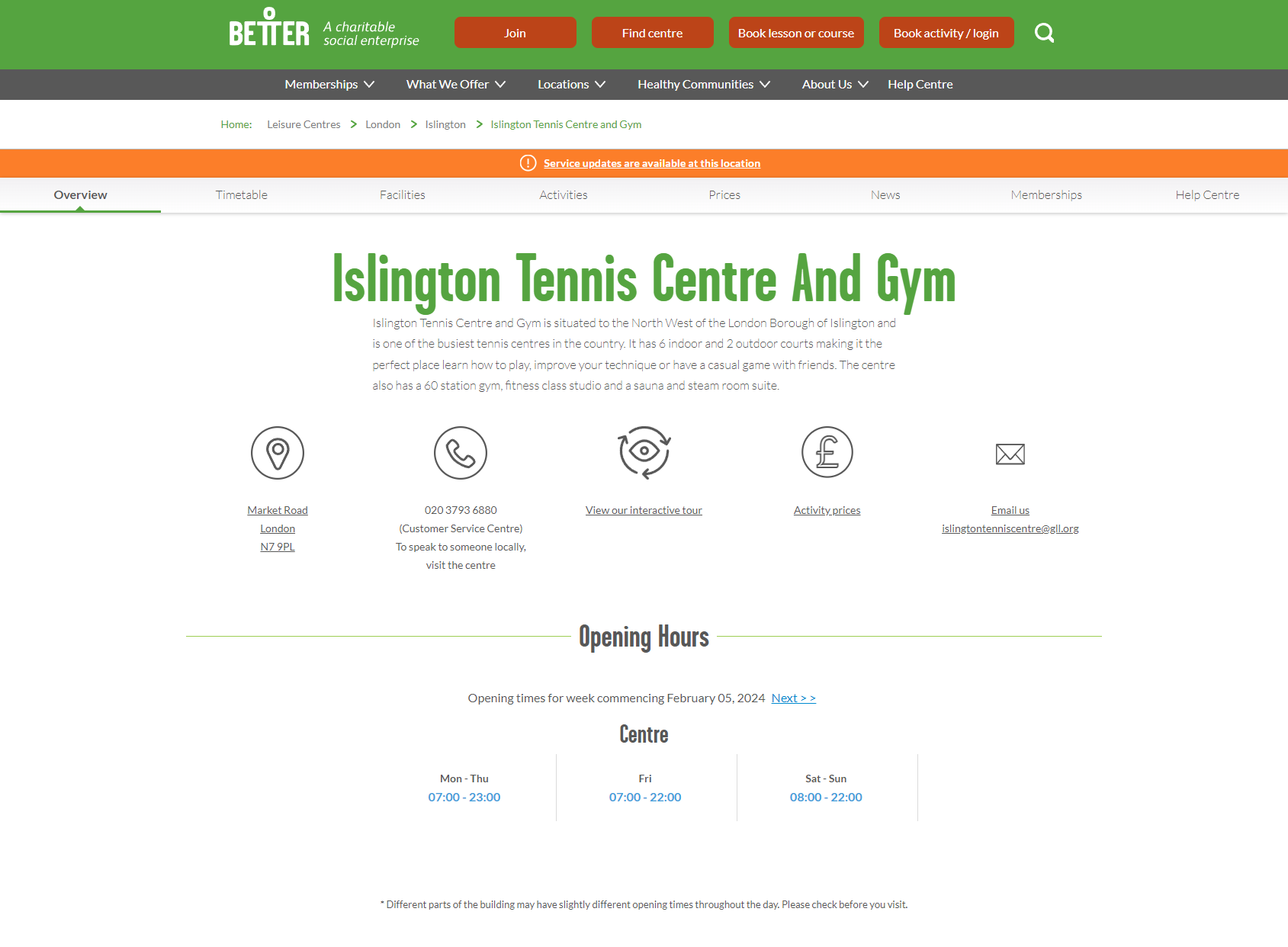 Islington Tennis Centre and Gym