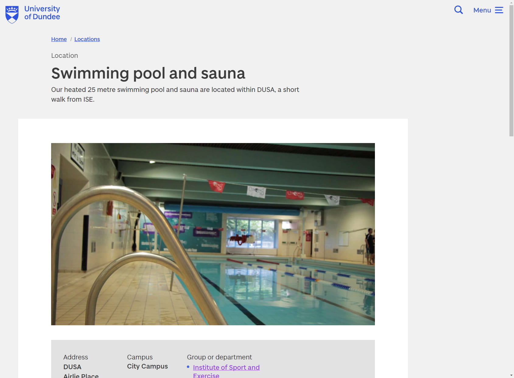 Swimming Pool and Sauna, Institute of Sport & Exercise, University of Dundee