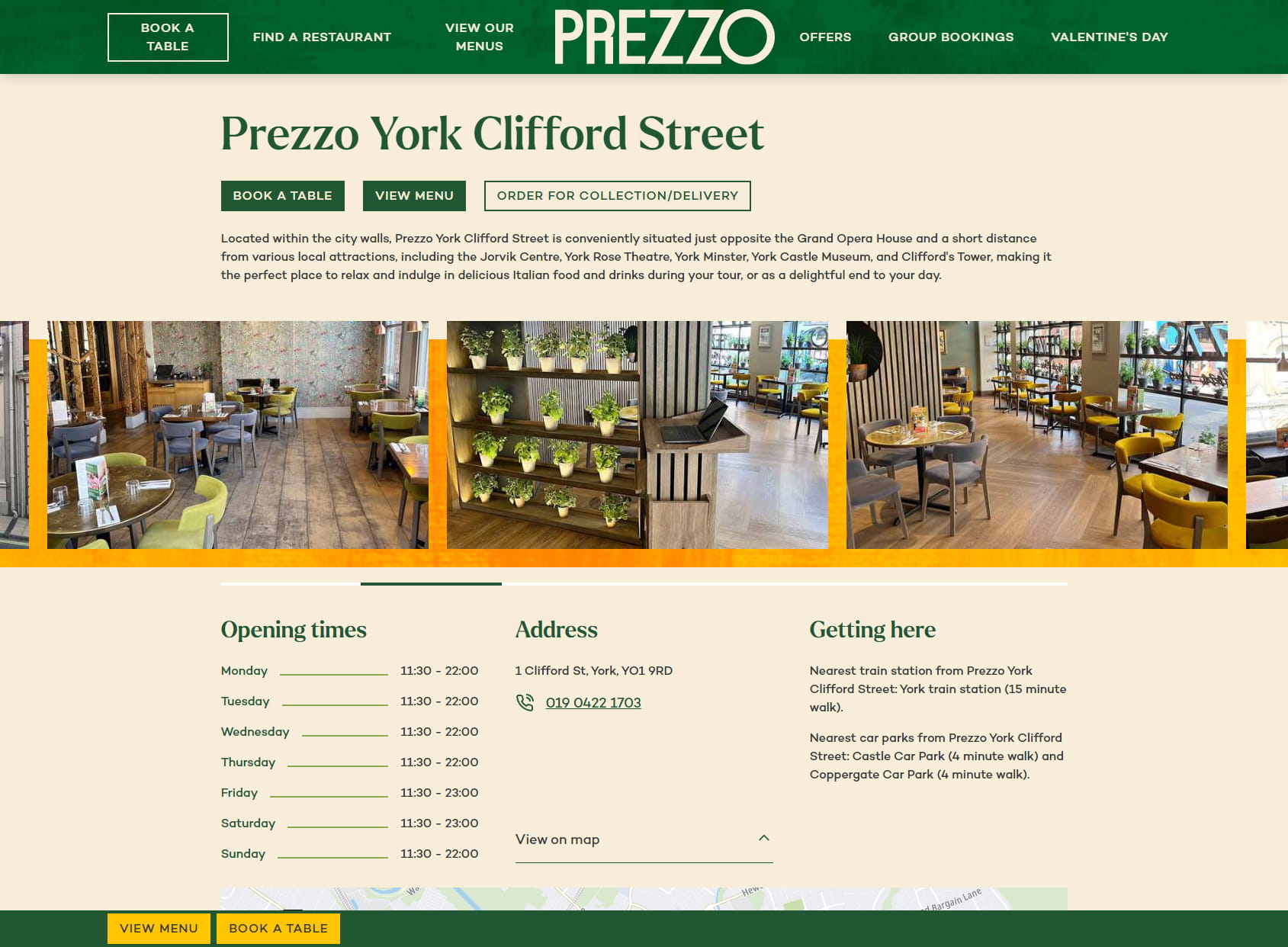 Prezzo Italian Restaurant York Clifford Street