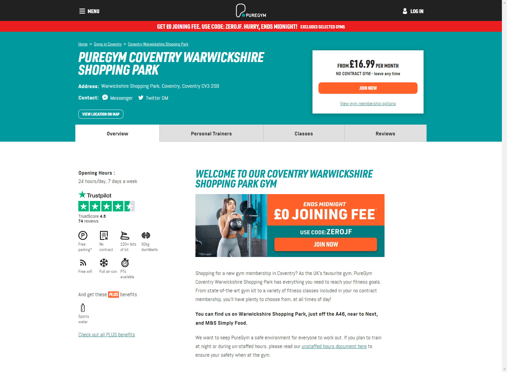 PureGym Coventry Warwickshire Shopping Park