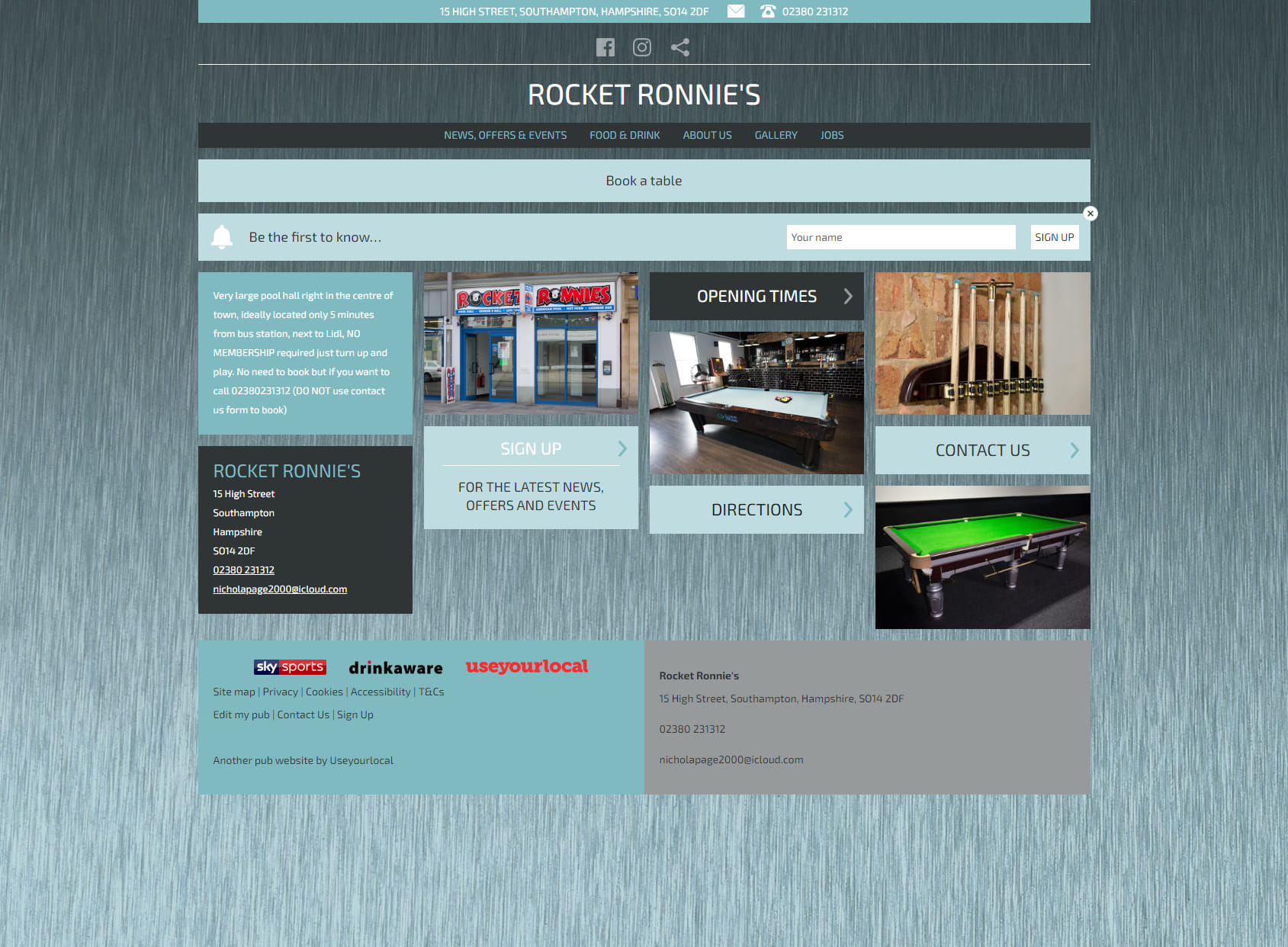 Rocket Ronnies Pool Hall.